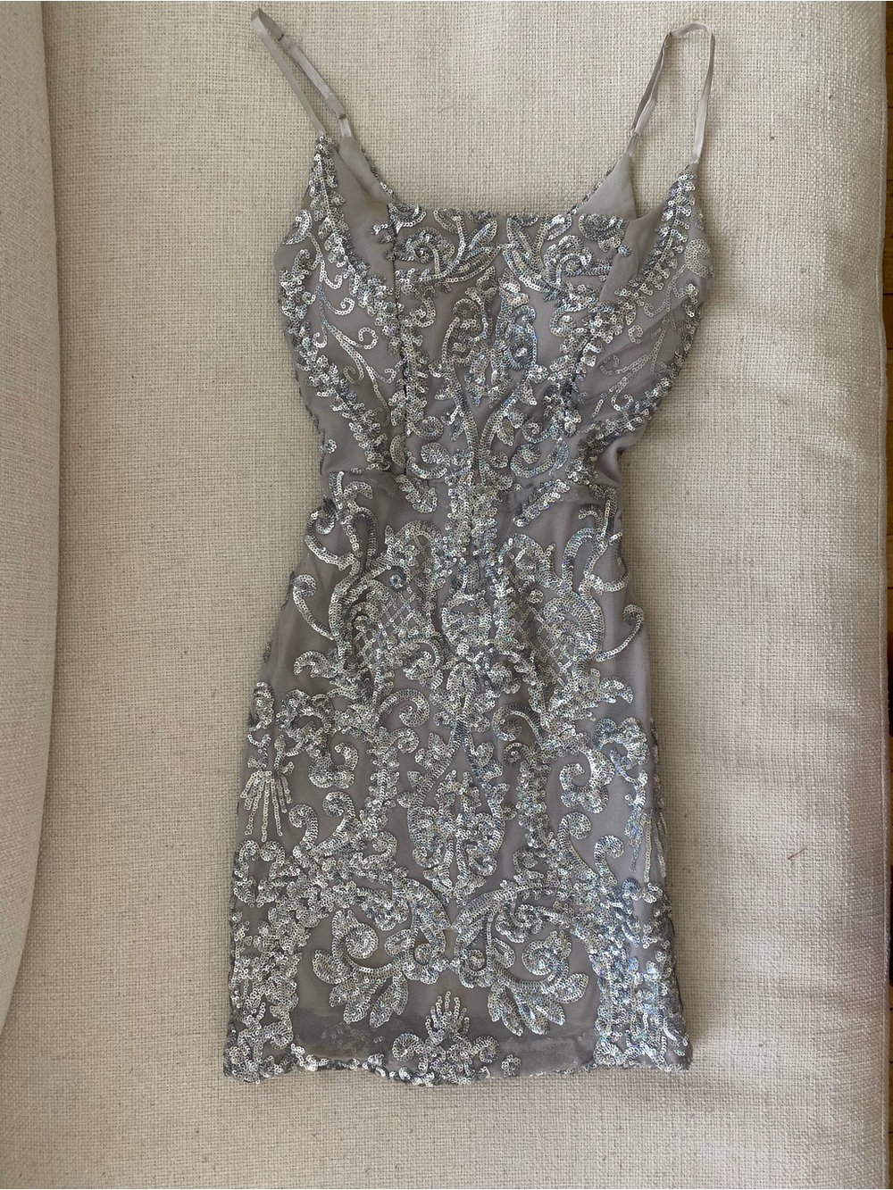 B Darlin Silver Beaded Embellished Mini Dress